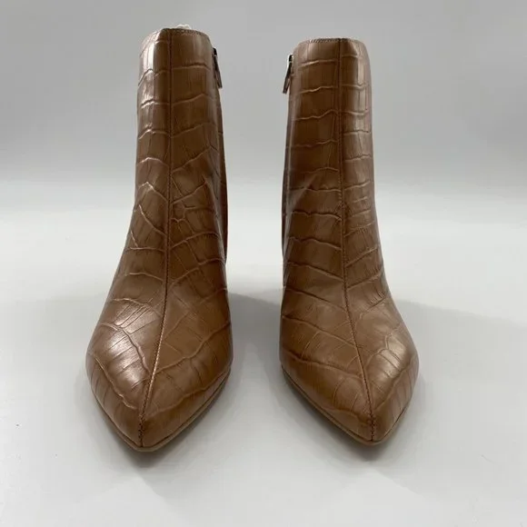 Dolce Vita Women’s Bel Booties Cafe Croc Croco Print Leather Tan sz 9 NEW IN BOX - Picture 5 of 8
